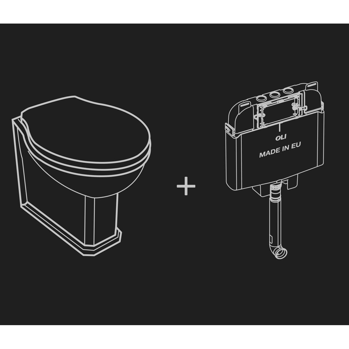 Studio Bagno Impero Rimless Wall Faced Package With Oli 74 Pneumatic Cistern