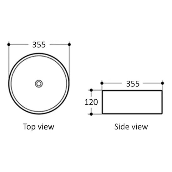 Artis 88 355x355x120 Matte Black & Matte White Basin