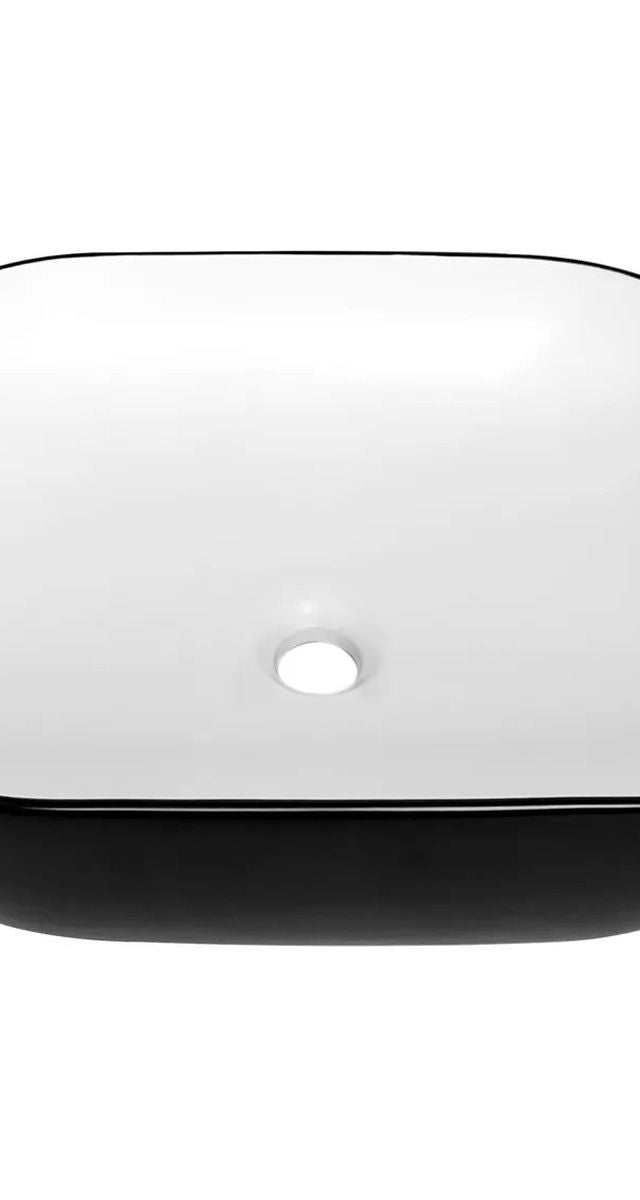 Otti Artis O'96 455x325x135 Matte Black & Gloss White Oval Basin Ultra Slim