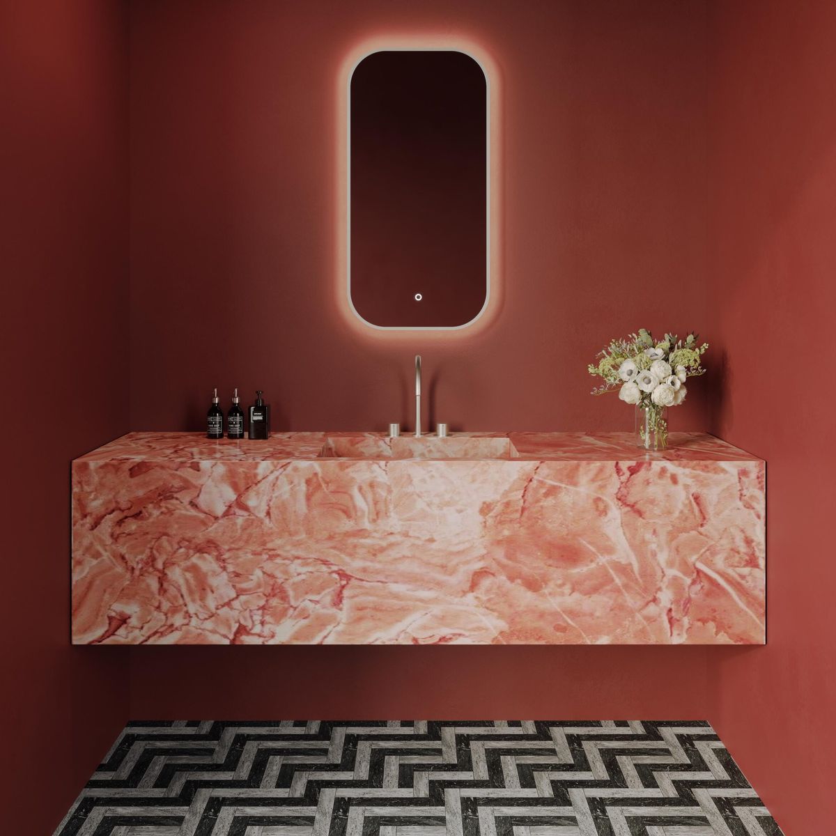 I-Series 450x900 LED Rectangle Mirror With Rounded Corners - Aluminium Brits Nickel