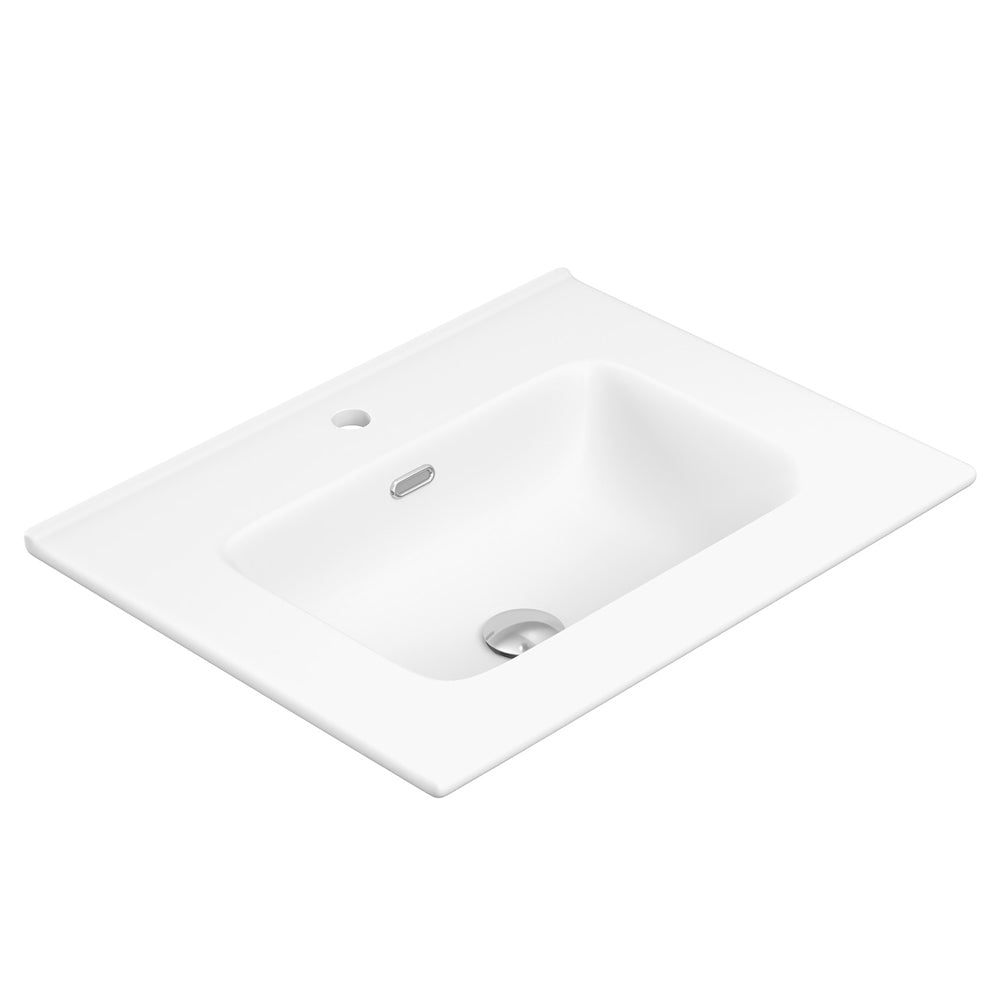 Joli Matte White Full Depth Ceramic Basin-Top 600 - 1 Tap Hole