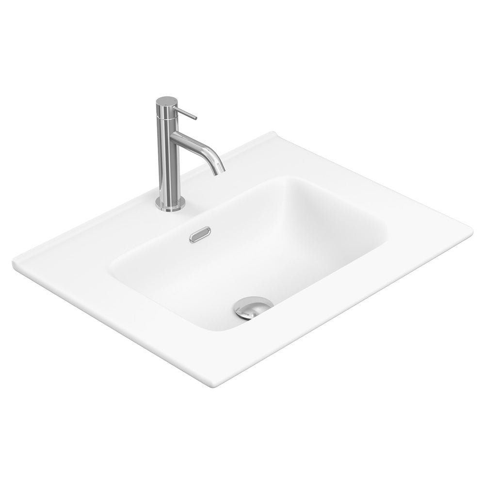 Joli Matte White Full Depth Ceramic Basin-Top 600 - 1 Tap Hole