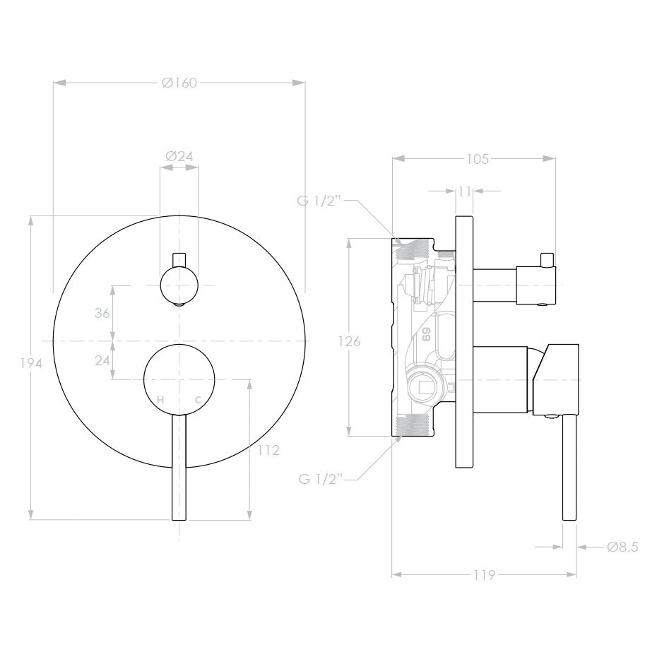 Bloom Shower Diverter - Brushed Nickel