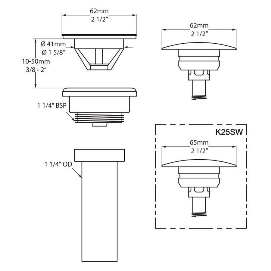 Kit 25 Basin Waste, Polished Nickel
