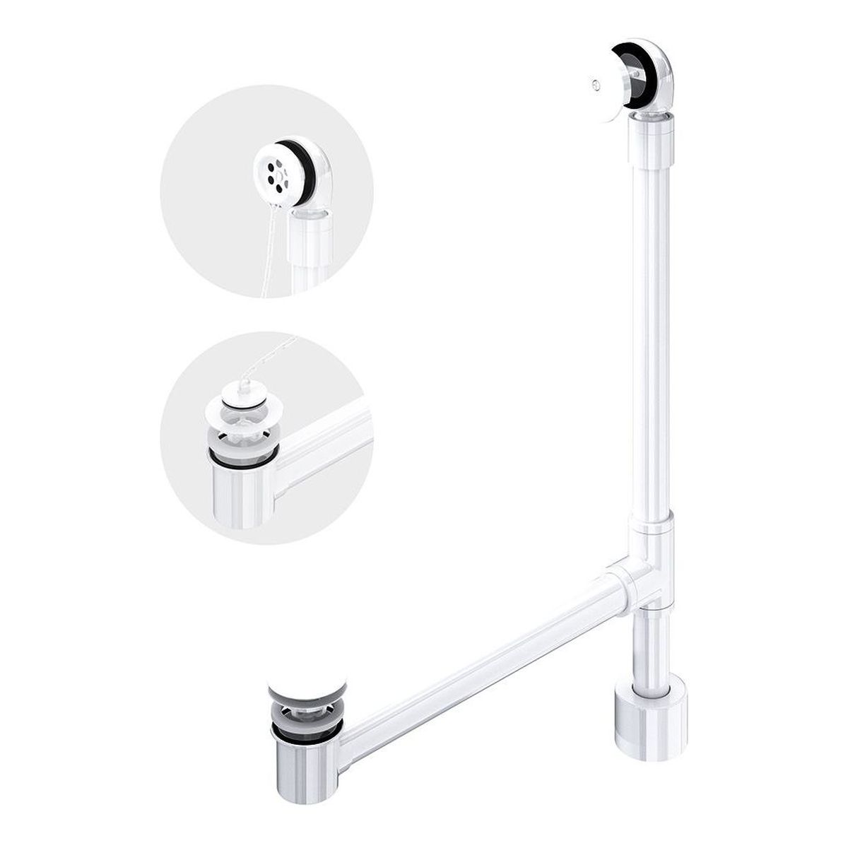 Kit 50 Bath Waste with Overflow, White