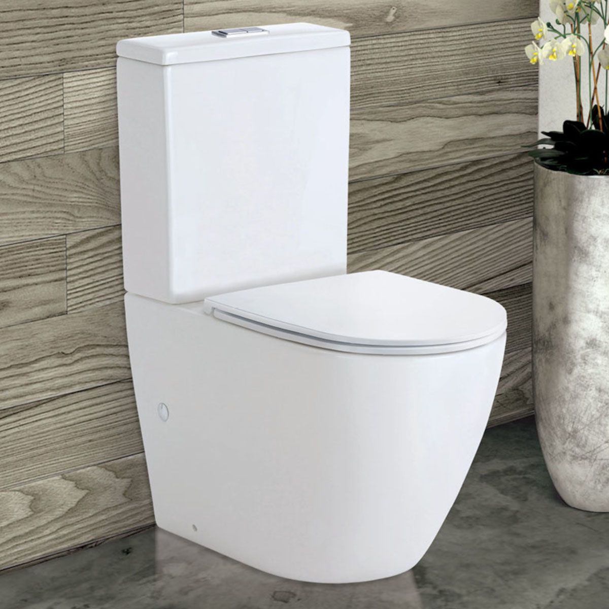 Fienza Koko Tornado Flush Back-to-Wall Toilet Suite, Slim Seat