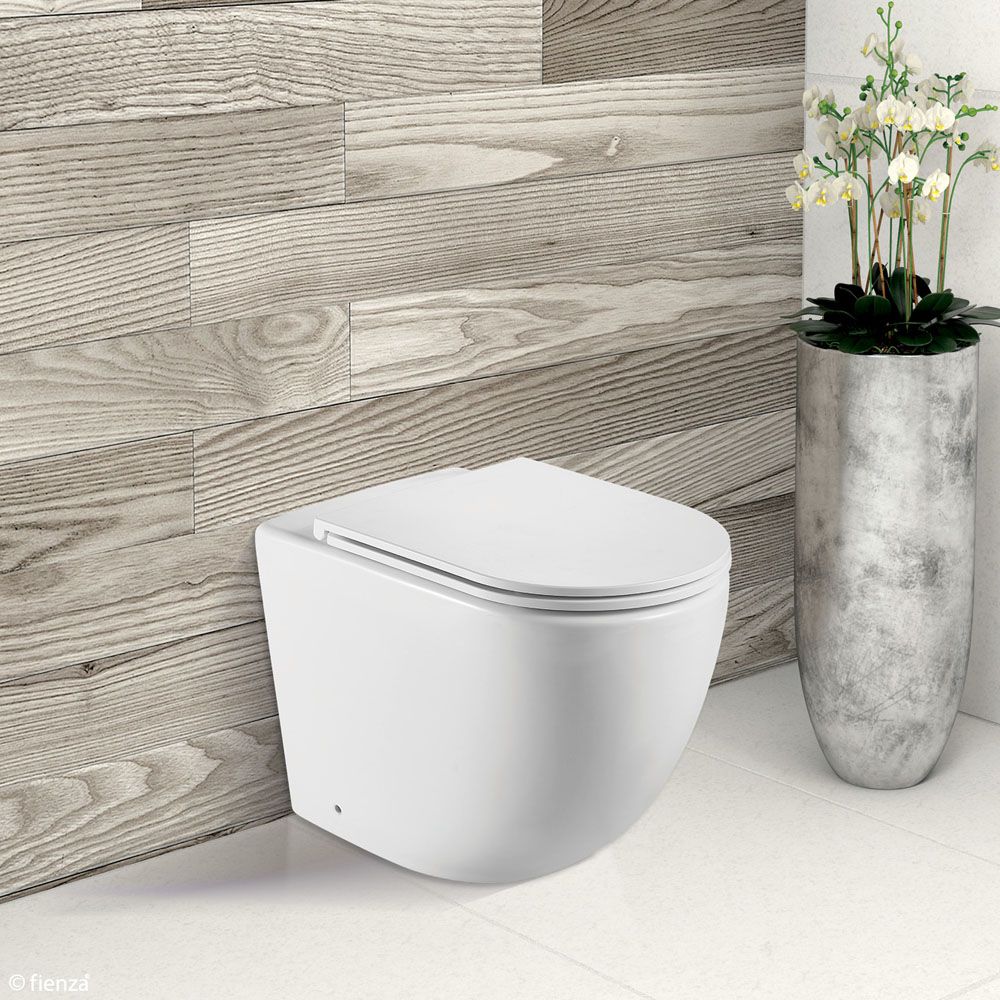 Fienza Koko Tornado Flush Wall-Faced Toilet Suite Matte White, Slim Seat