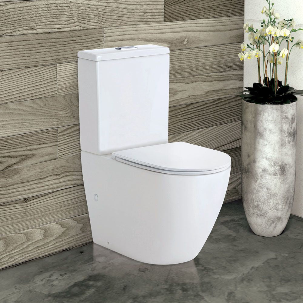 Fienza Koko Tornado Flush Back-to-Wall Toilet Suite, Slim Seat