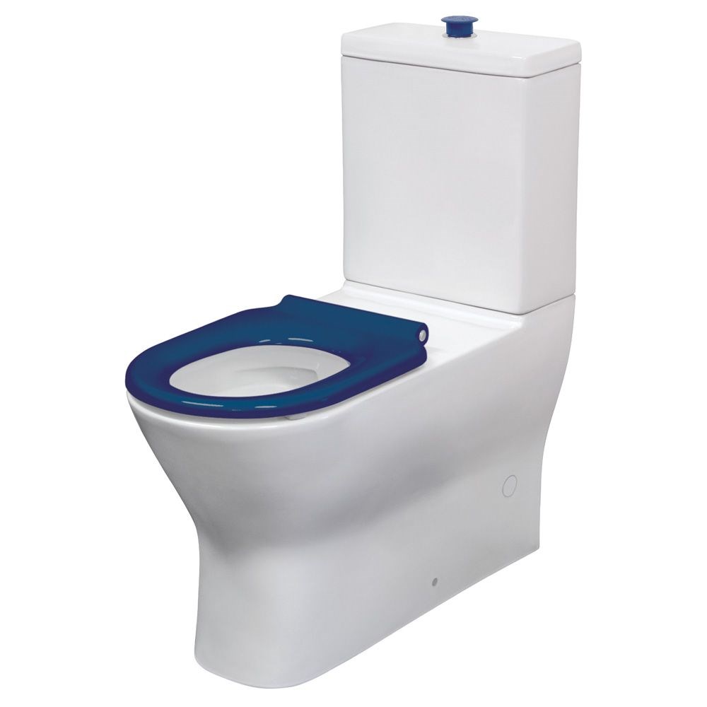 Fienza Delta Care Back-to-Wall Toilet Suite, Blue Seat