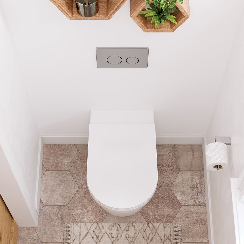 Aluca Tornado Flush Wall-Faced Toilet Suite, Slim Seat