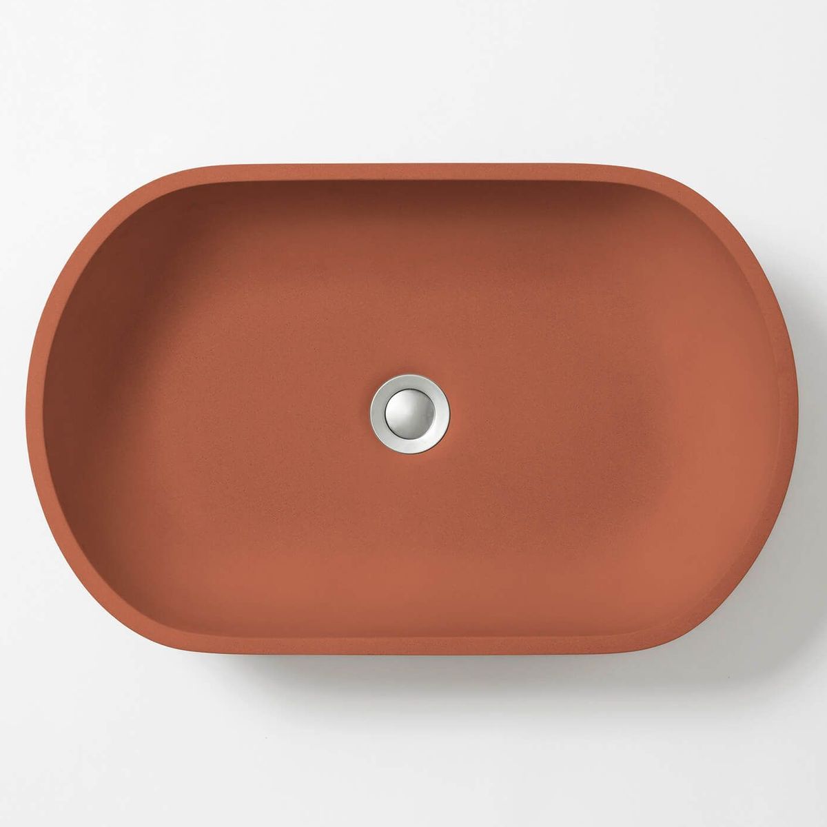Kaarla Oval Concrete Vessel Basin - Terracotta