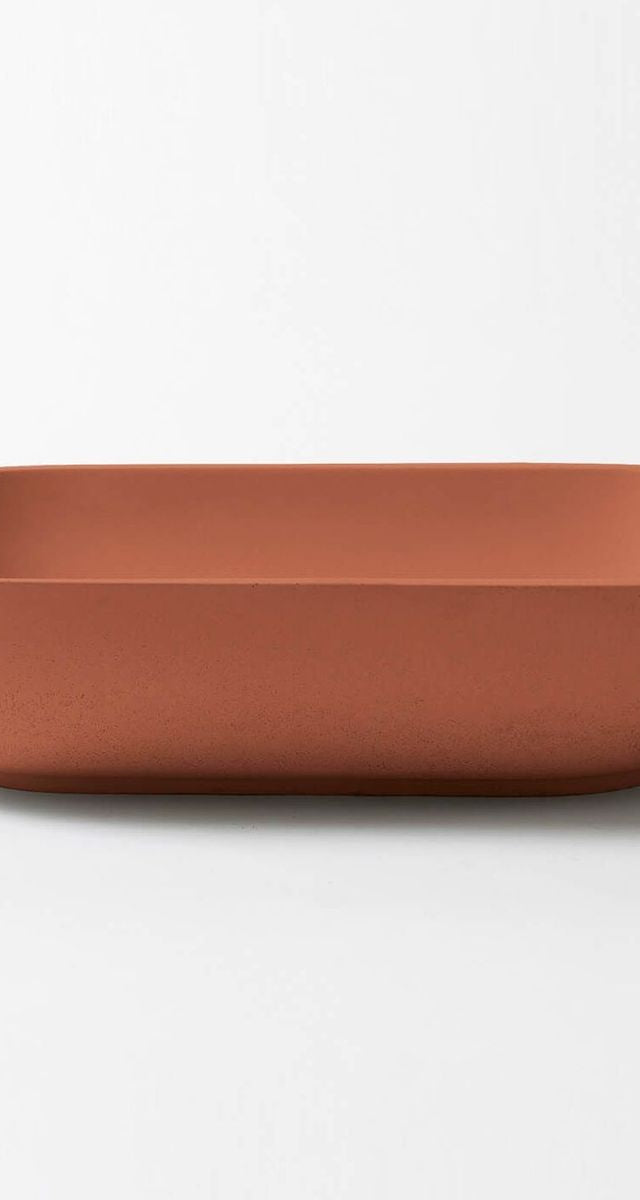Kaarla Oval Concrete Wall Mount Basin - Terracotta