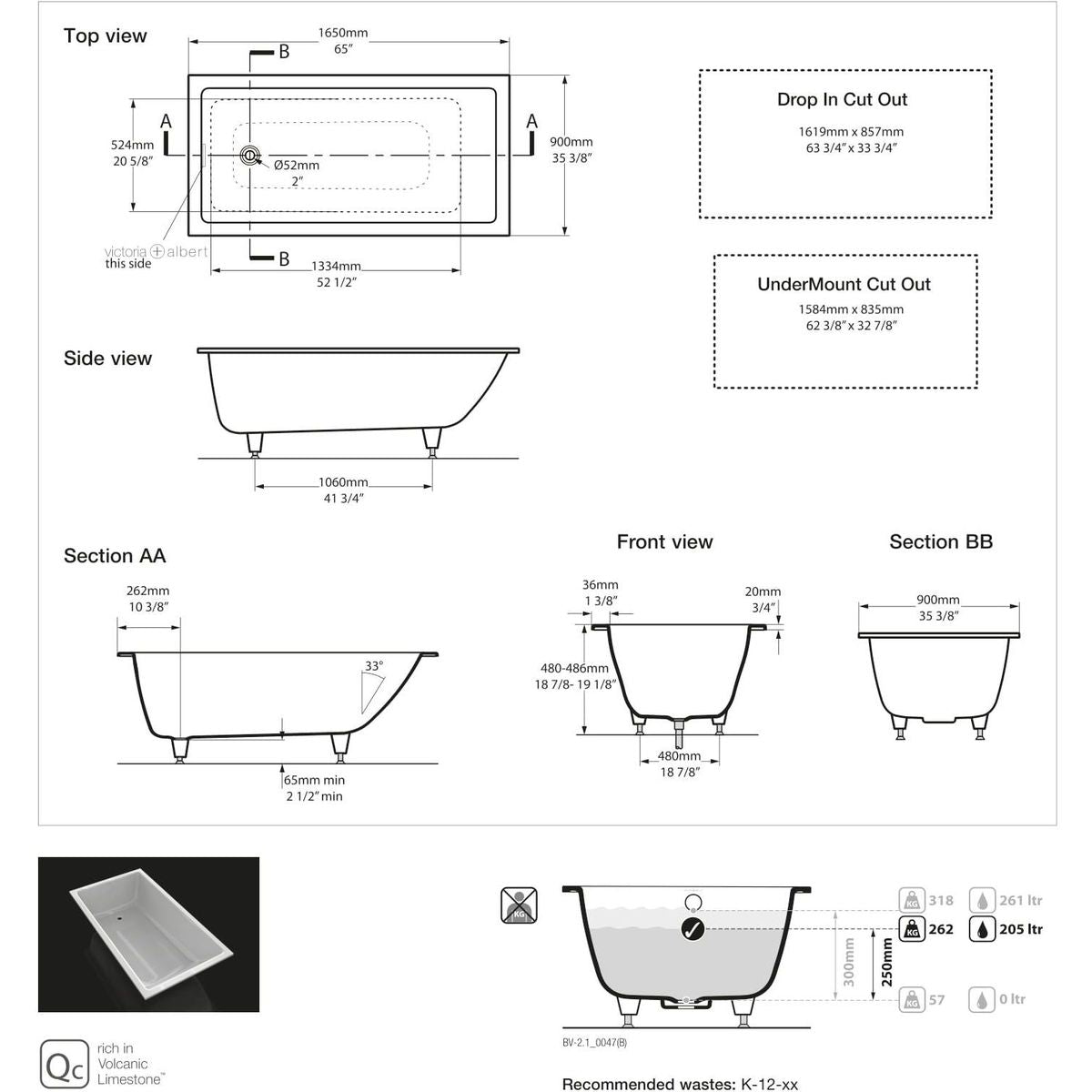 Victoria + Albert Kaldera 6 Inset/Undermount Bath