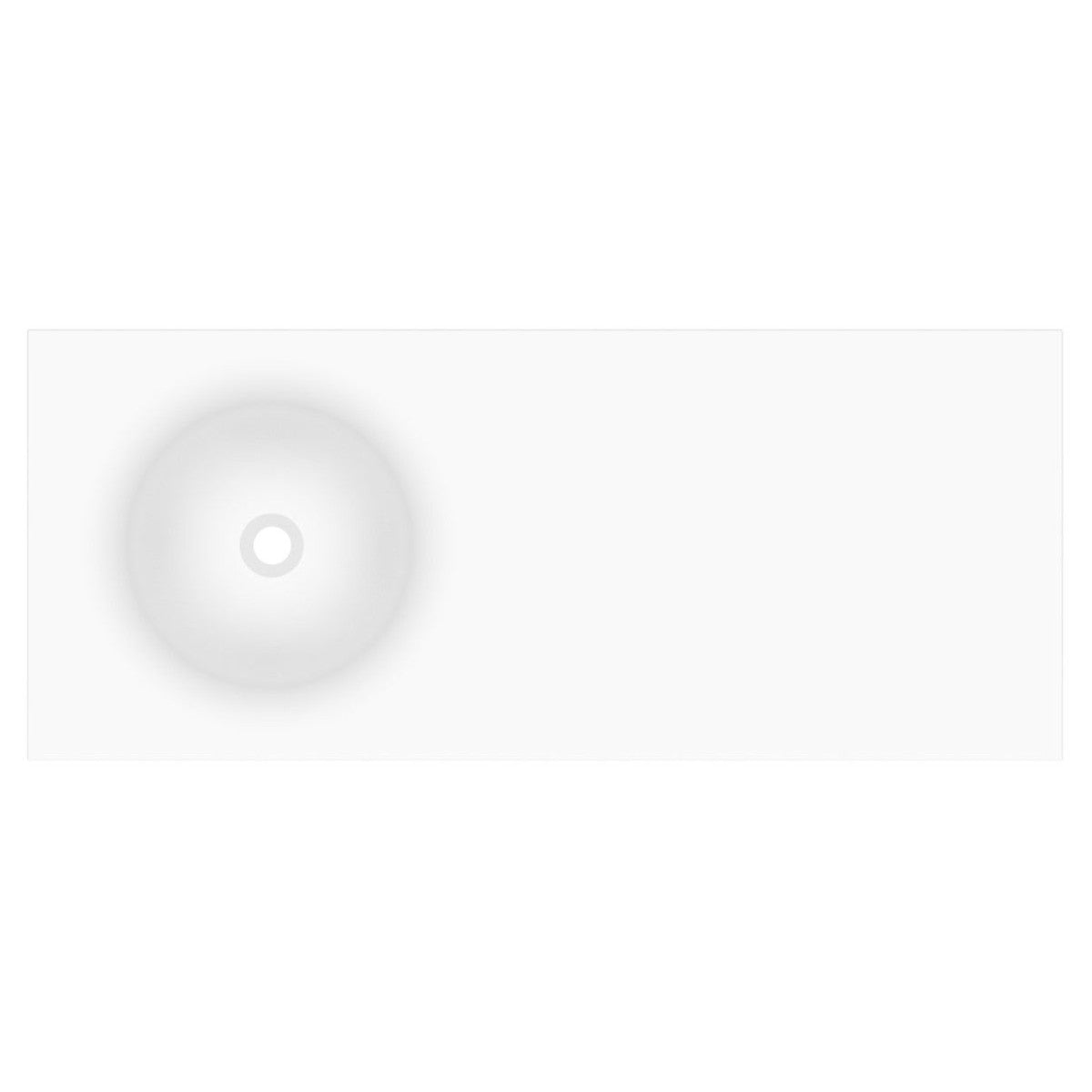 Snow Solid Surface Top 1200mm Offset Bowl in Gloss White
