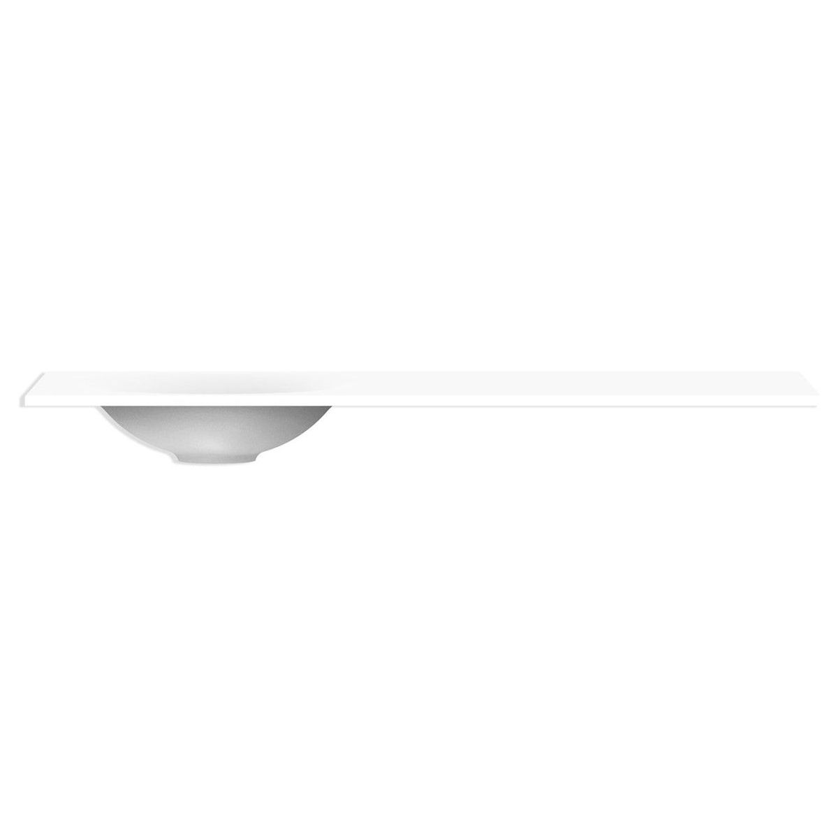 Snow Solid Surface Top 1200mm Offset Bowl in Gloss White