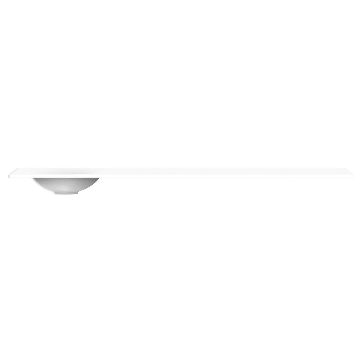Snow Solid Surface Top 1800mm Offset Bowl in Gloss White