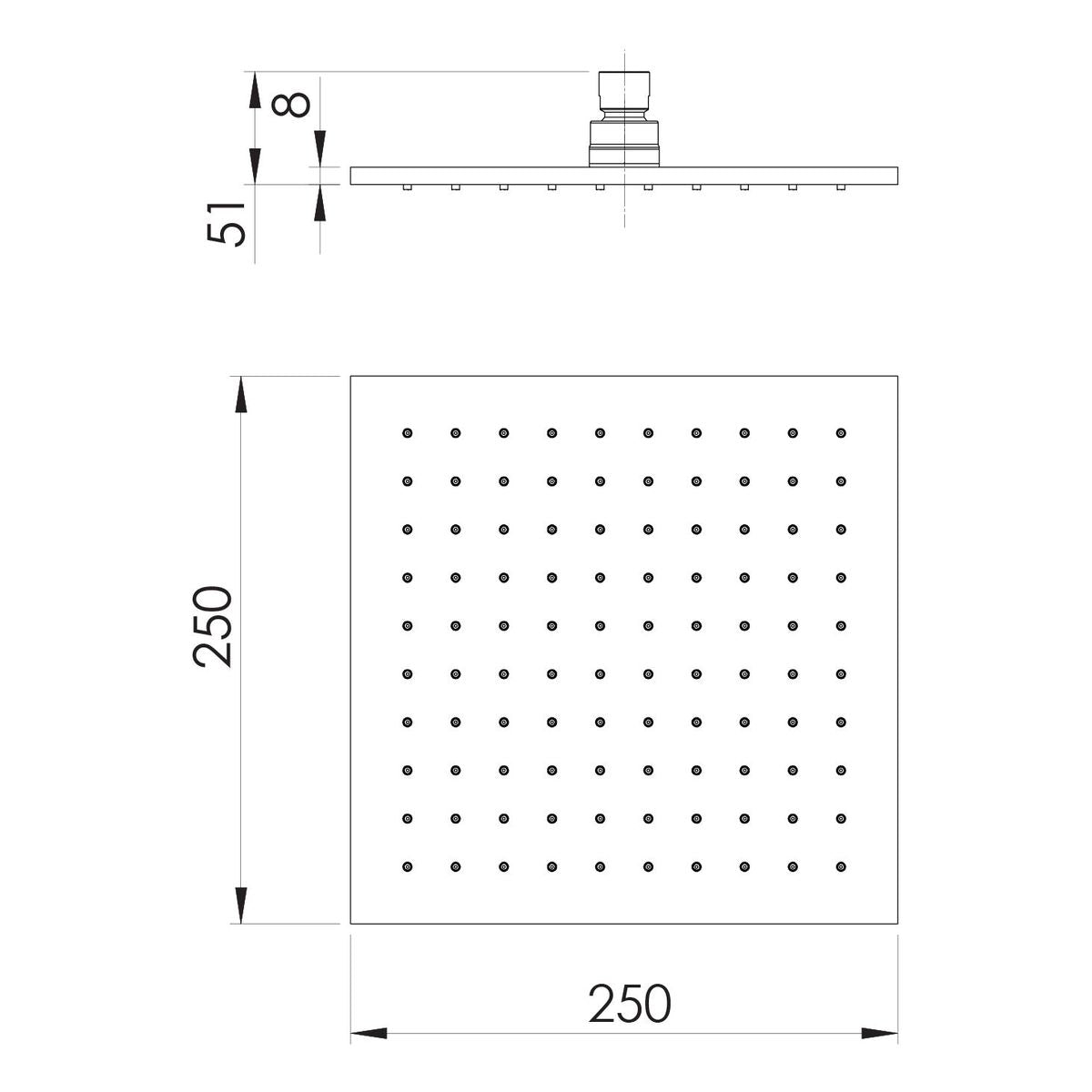 Lexi Shower Rose 250mm Square