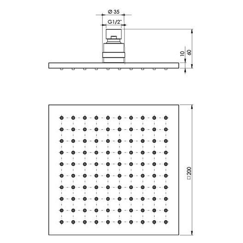Lexi Shower Rose 200mm Square