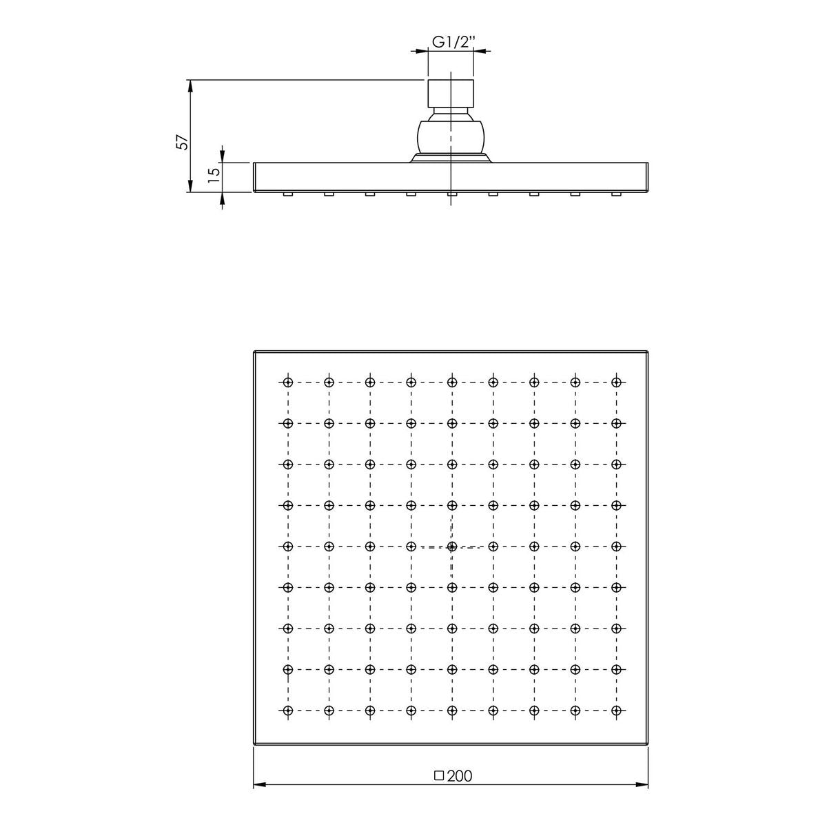 Lexi Shower Rose ABS 200mm Square - Brushed Nickel