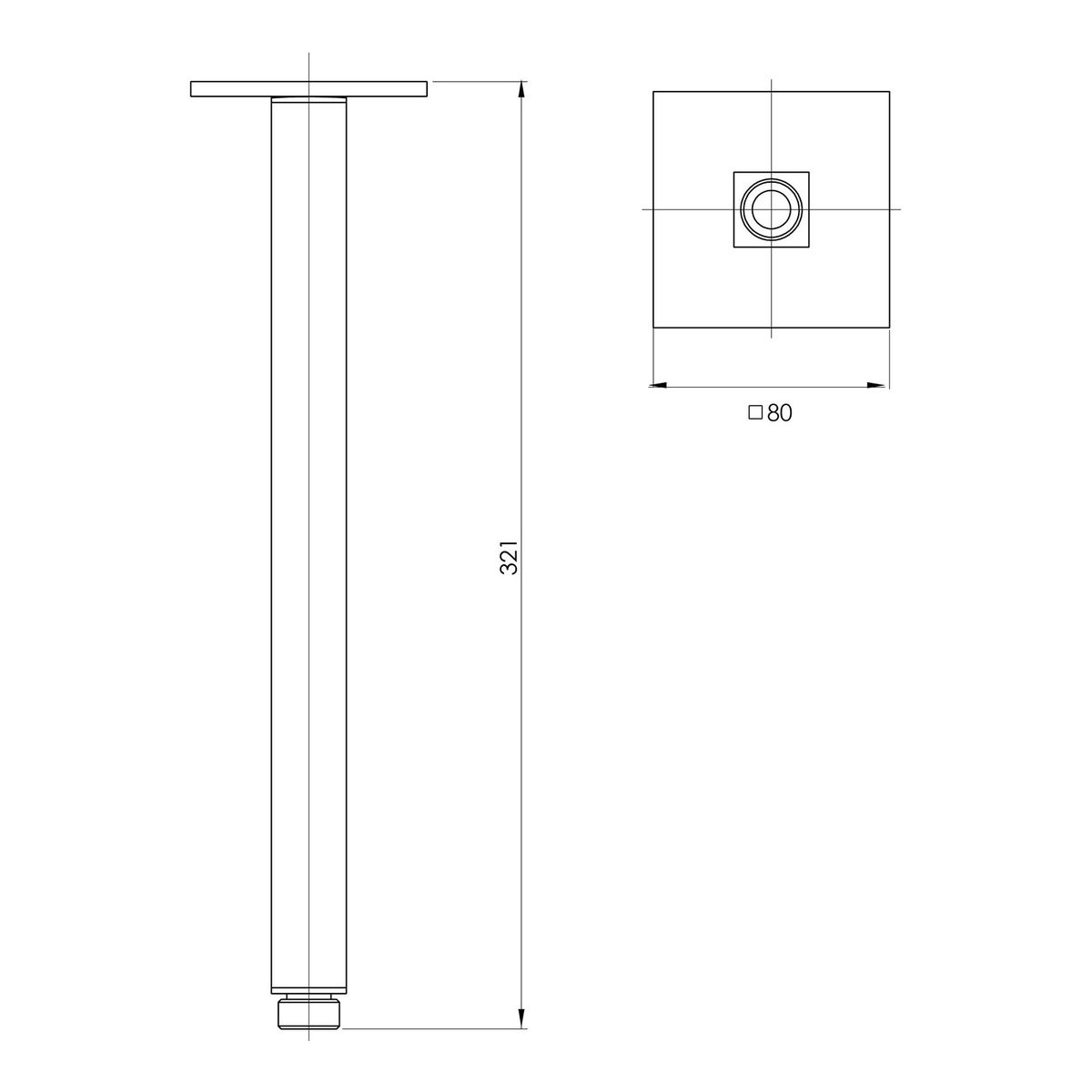Lexi Ceiling Arm 300mm - Matte Black