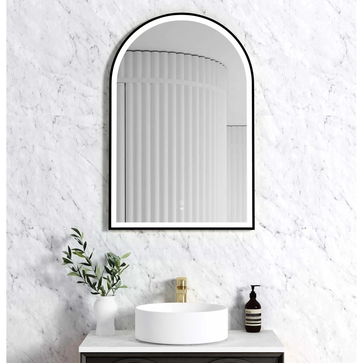 LED Archie 900X600 Black Metal Frame Mirror
