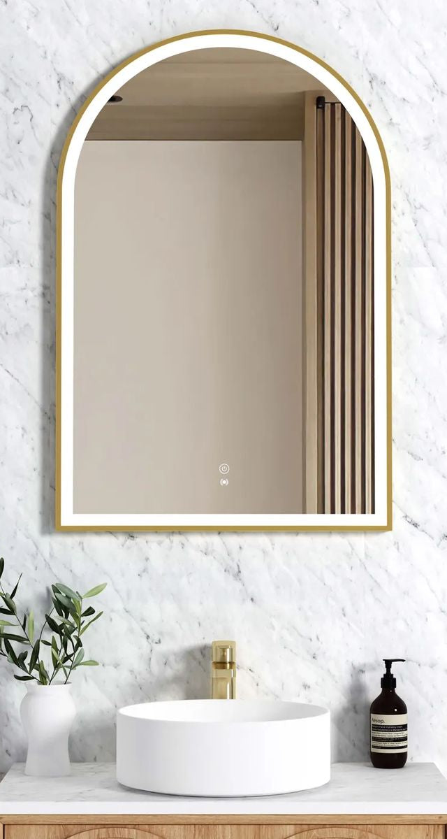 LED Archie 900X600 Gold Metal Frame Mirror