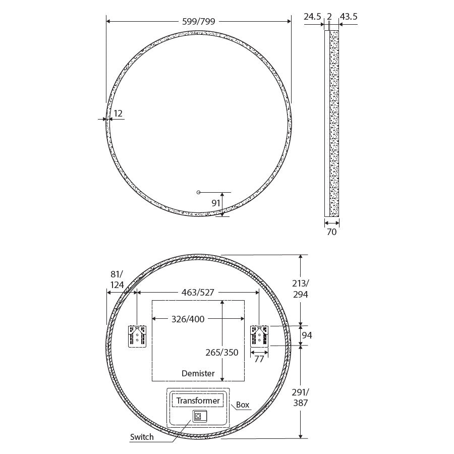 Sansa Round LED Mirror, 800 mm