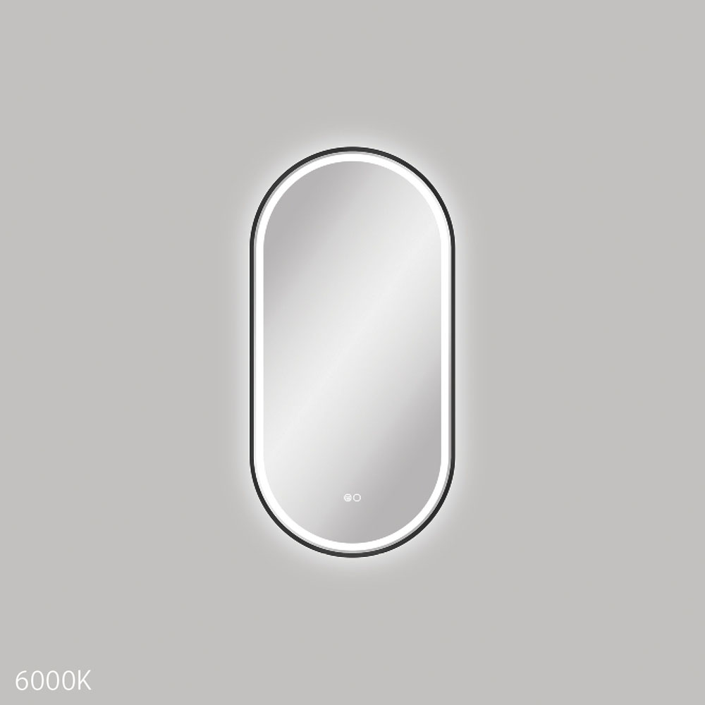 Reba LED 450 x 900mm Framed Mirror, Matte Black