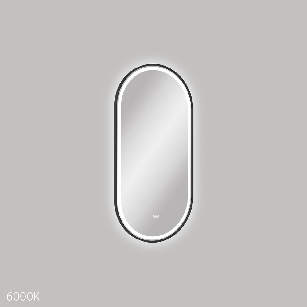 Reba LED 450 x 900mm Framed Mirror, Matte Black