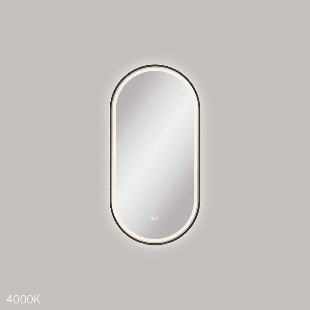 Reba LED 450 x 900mm Framed Mirror, Matte Black