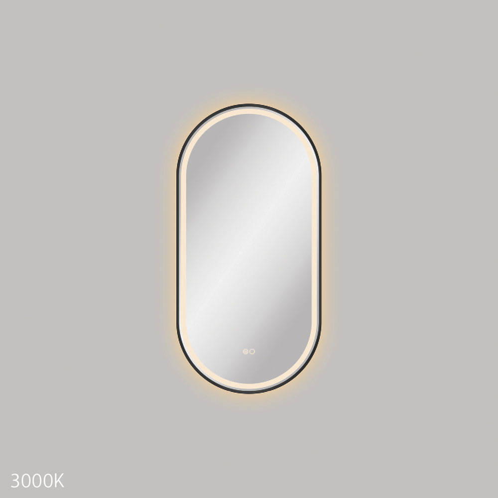 Reba LED 450 x 900mm Framed Mirror, Matte Black