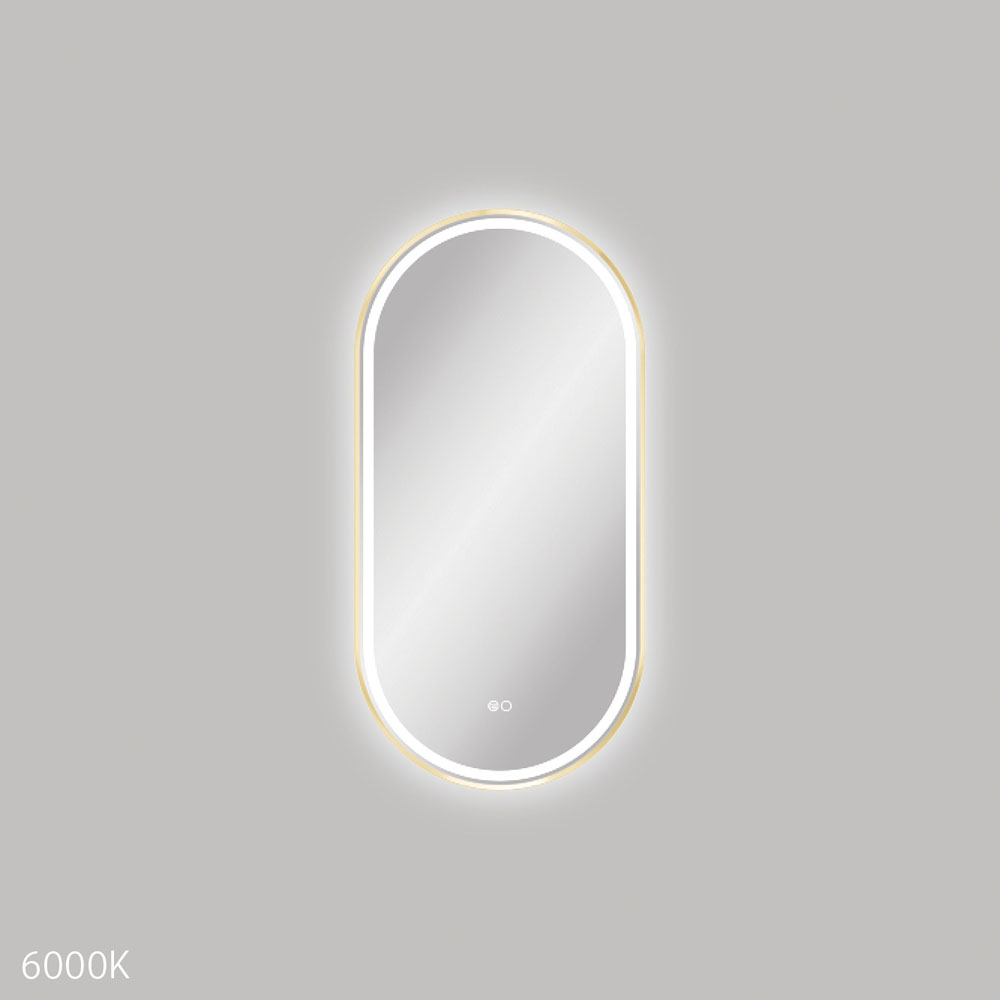 Reba LED 450 x 900mm Framed Mirror, Urban Brass