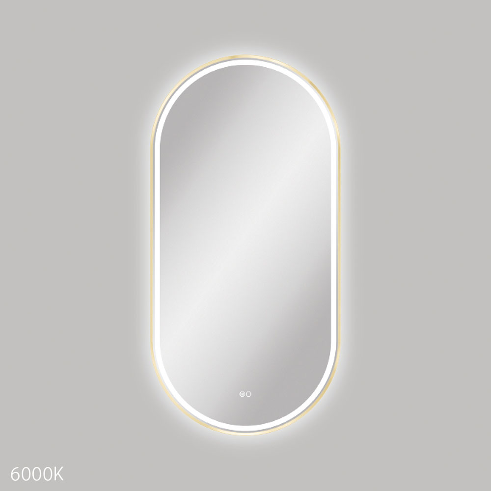 Reba LED 600 x 1200mm Framed Mirror, Urban Brass