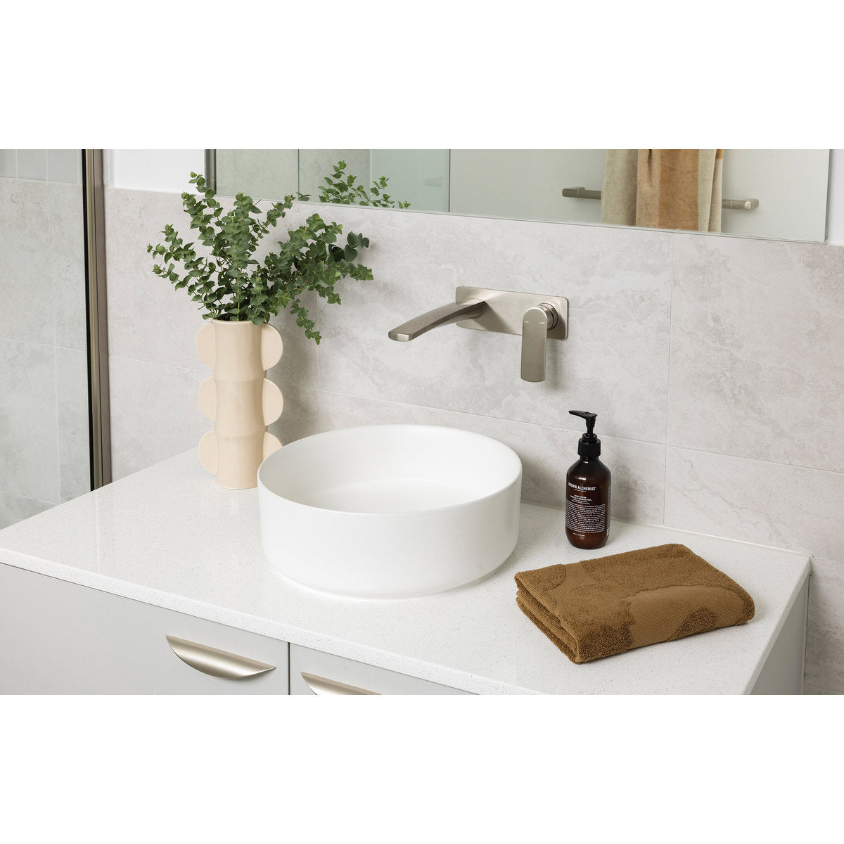 Phoenix Mekko SwitchMix Wall Basin/Bath Mixer Set 200mm (Complete Kit), Lead Free, Brushed Nickel
