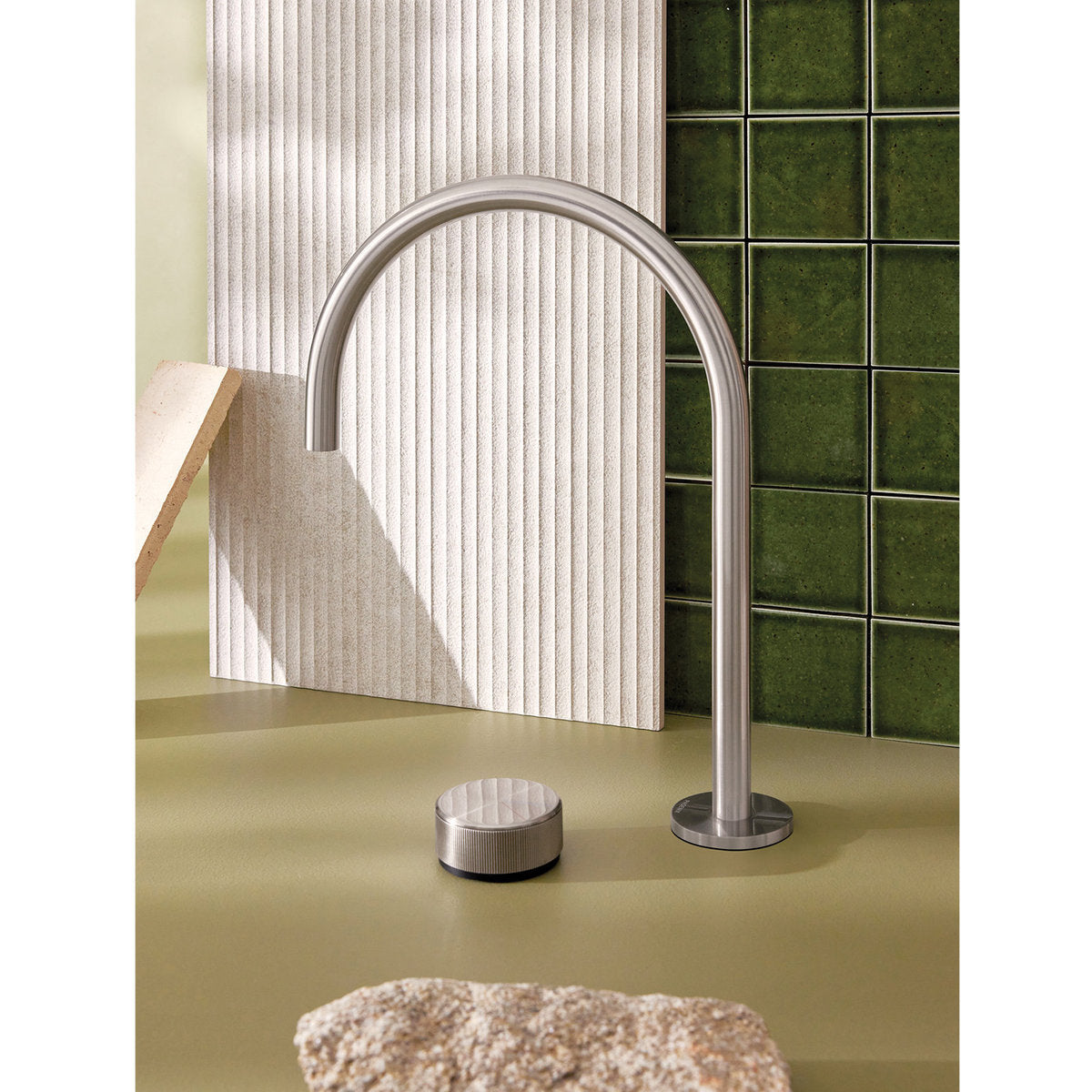 Phoenix Axia Hob Sink Mixer Set 220mm Gooseneck, Lead Free, Brushed Nickel