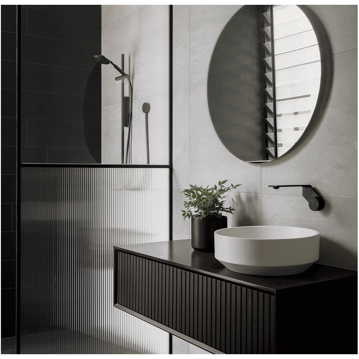 Phoenix Axia Wall Basin/Bath Mixer Set 200mm, Lead Free, Matte Black