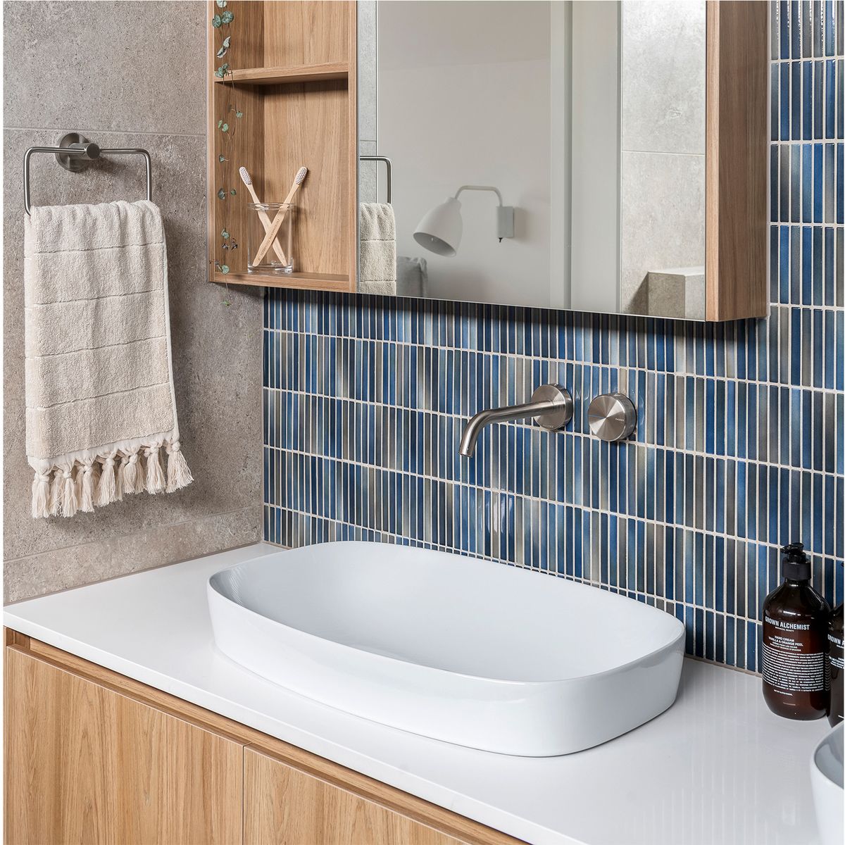 Axia Wall Basin / Bath Curved Outlet Mixer Set 180mm - Brushed Nickel - Lead Free