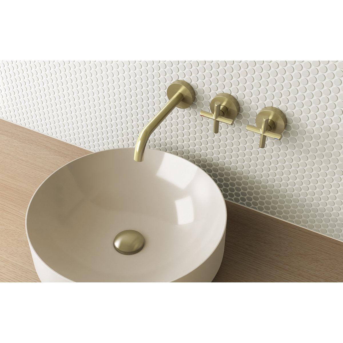 Phoenix Vivid Slimline Plus Wall Basin/Bath Hostess Set 180mm Outlet, Lead Free, Brushed Gold