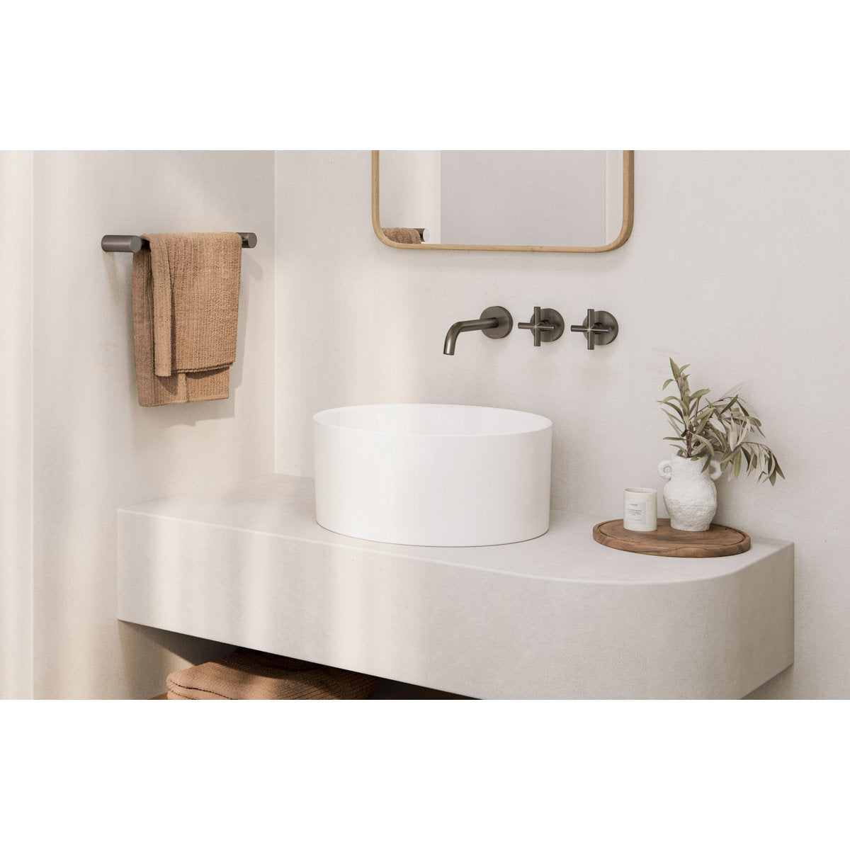Phoenix Vivid Slimline Plus Wall Basin/Bath Hostess Set 180mm Outlet, Lead Free, Brushed Carbon