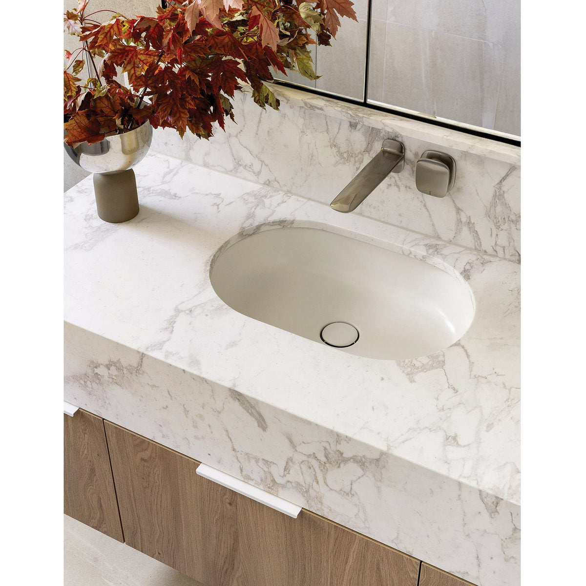 Phoenix Nuage Wall Basin/Bath Mixer Set 200mm, Lead Free, Brushed Nickel