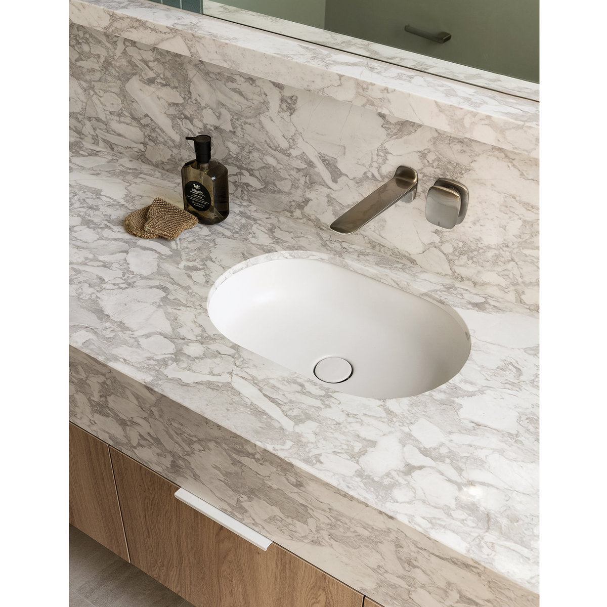 Phoenix Nuage Wall Basin/Bath Mixer Set 200mm, Lead Free, Brushed Nickel