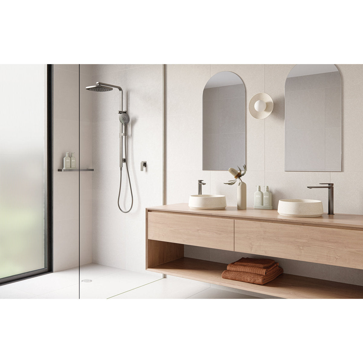 Phoenix GloStainless Steel MKII SwitchMix Shower/Wall Mixer (Fit-Off Kit Only), Lead Free, Brushed Carbon