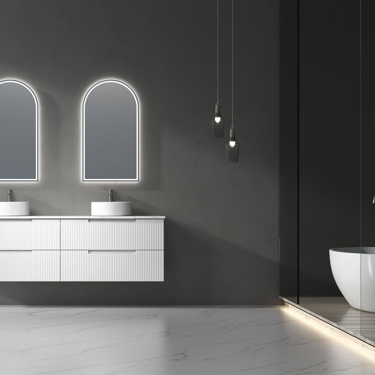Aulic Canterbury LED Mirror - Gun Metal