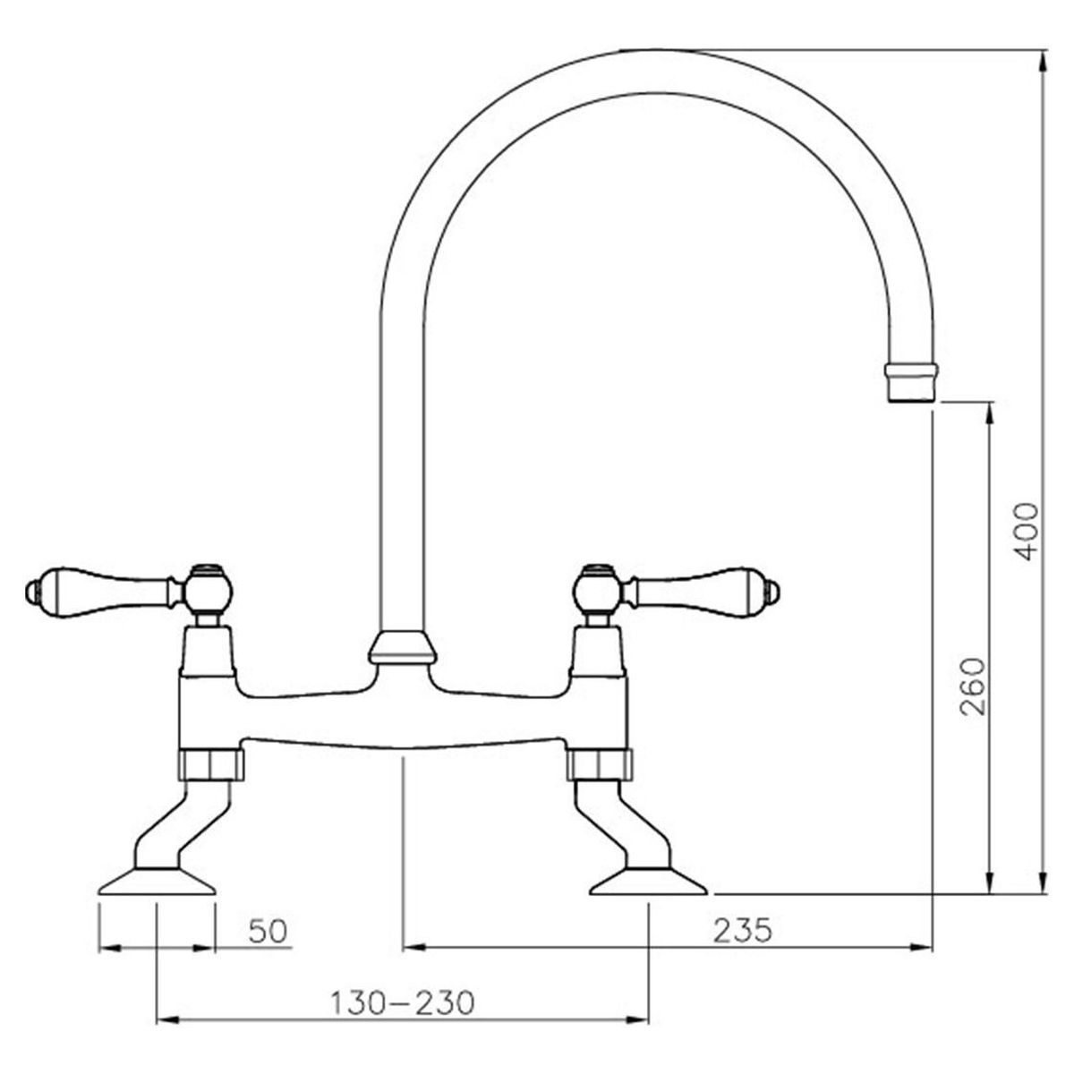 Ludlow Bridge Sink Mixer - Chrome