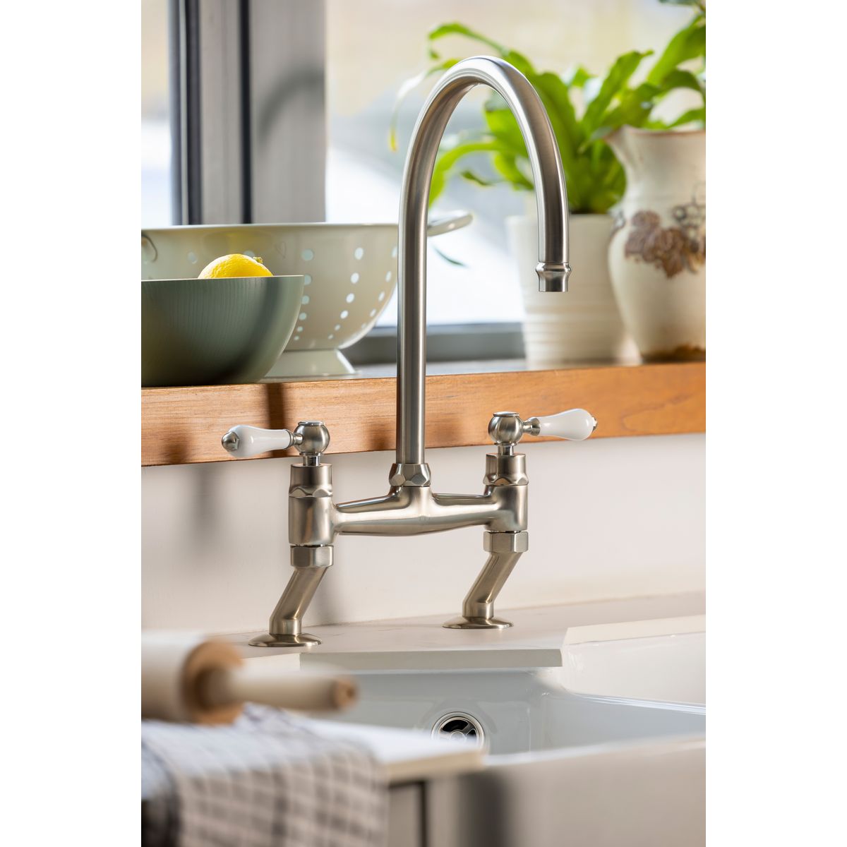 Ludlow Bridge Sink Mixer - Brushed Nickel