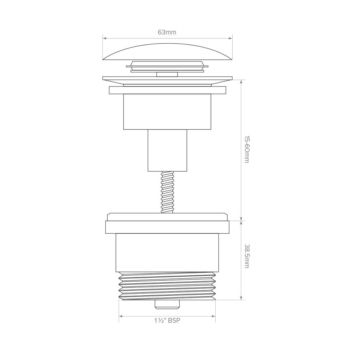 Universal Bath or Basin Pop Up Waste , Matte White
