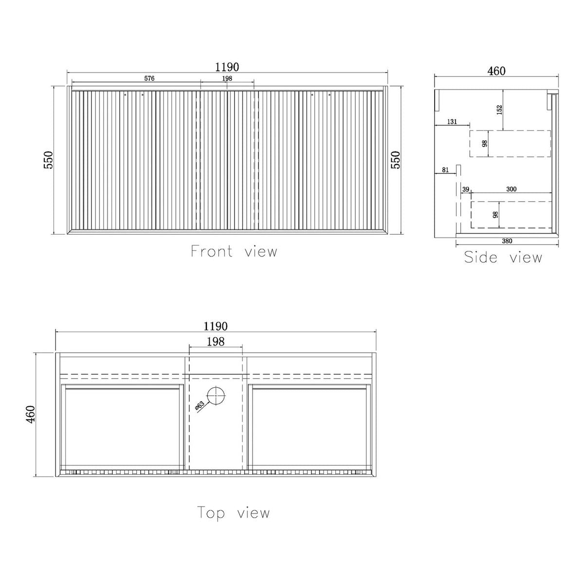 Marlo Matte Black 1200mm Wall Hung Vanity