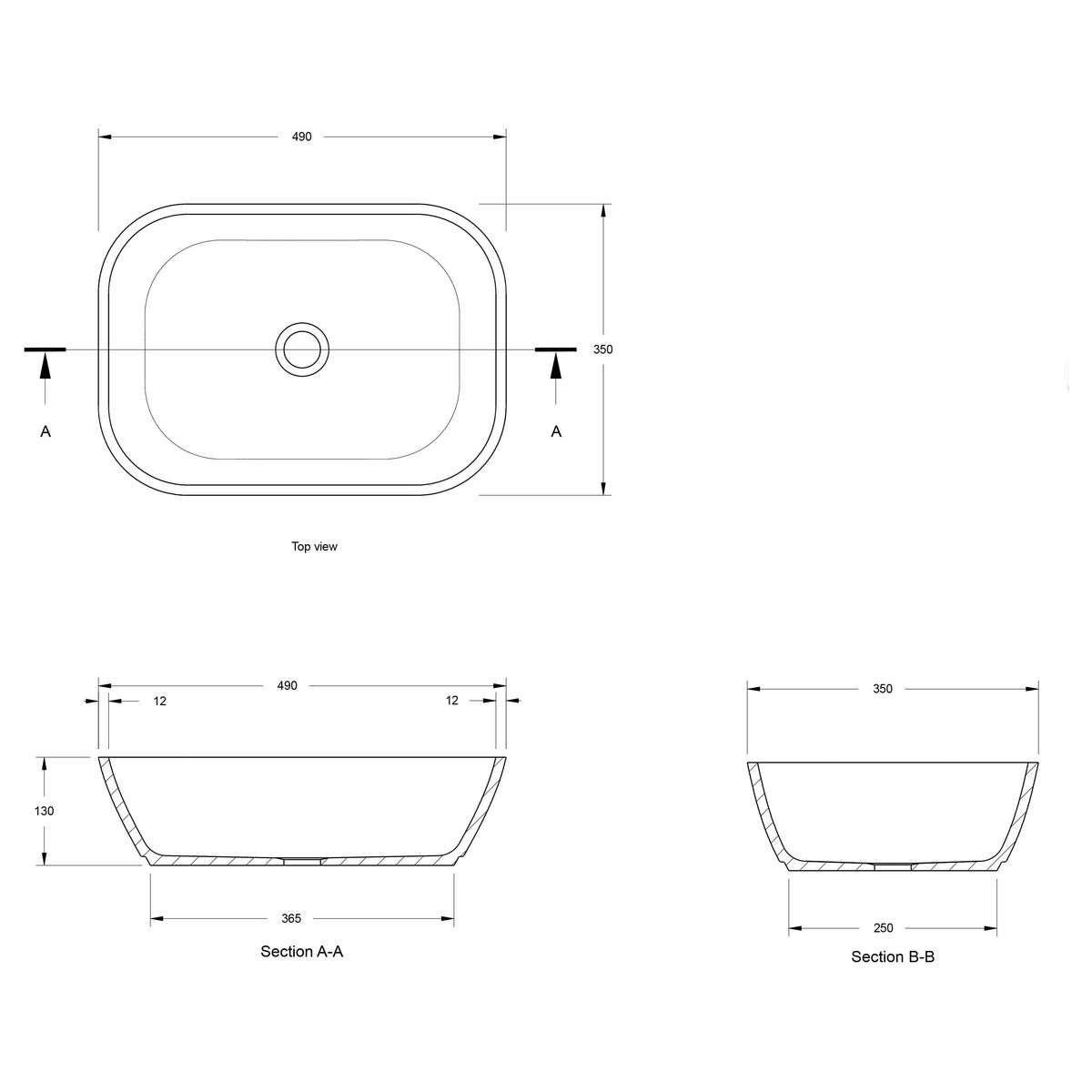 Maldon 49X35 Titancast Basin - Gloss White