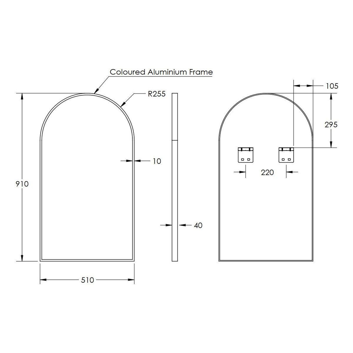 Modern Arch 500 Mirror - Brits Nickel