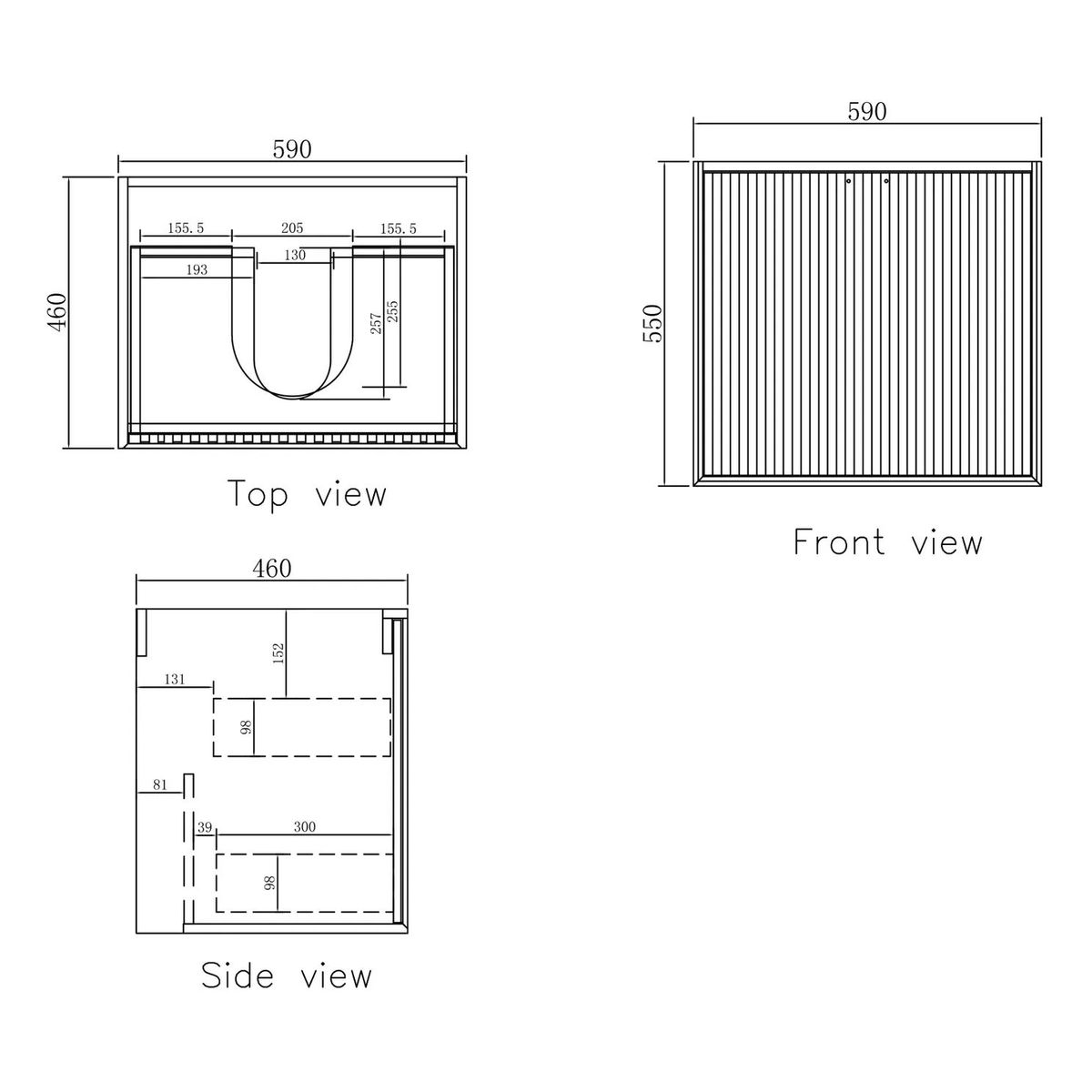 Marlo Matte Black 600mm Wall Hung Vanity